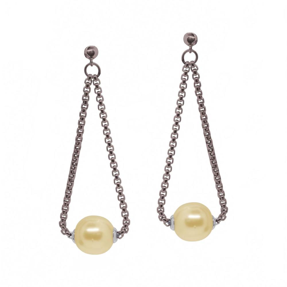 NEW ALOR south sea pearl chain earring in chocolate